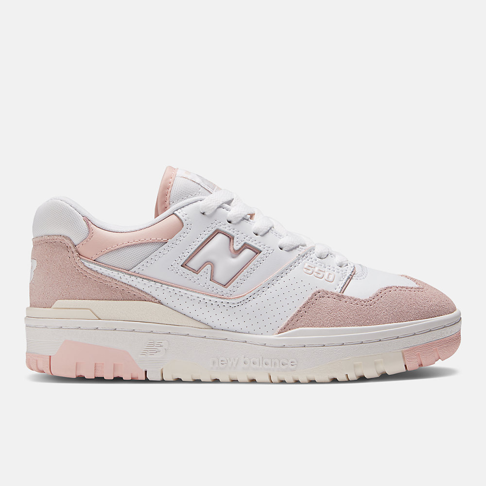 New Balance 550 Shoes White with Pink Sand and Sea Salt